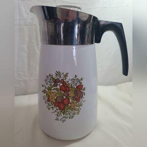 Corningware White Coffee Carafe with Floral Design P-149